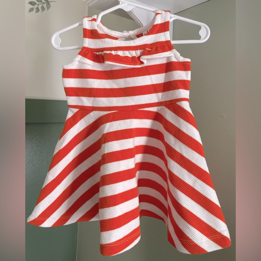 Janie and Jack ORANGE & WHITE Dress 6-12m